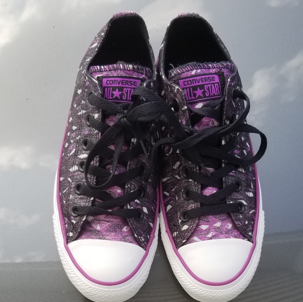 Sparkle Purrple Silver and Black converse
